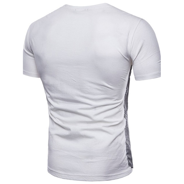 Slim Fit Black Patchwork T-Shirt