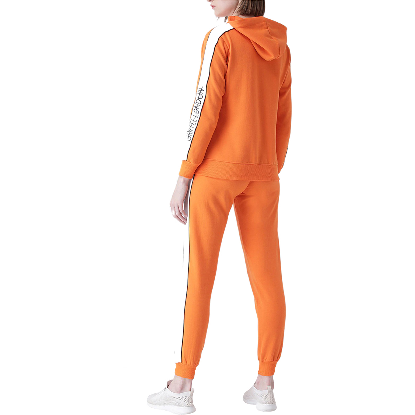 Orange & White Colorblocked Tracksuits