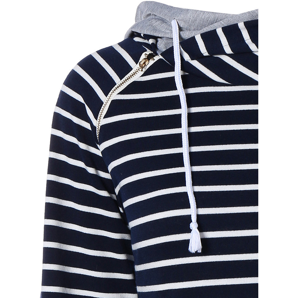 Strip Patchwork Side Zipper Hoodies