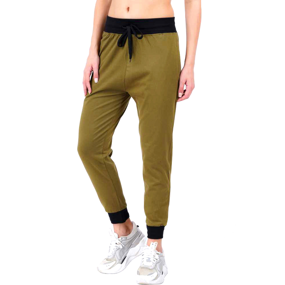 Women Solid Olive Track Pants